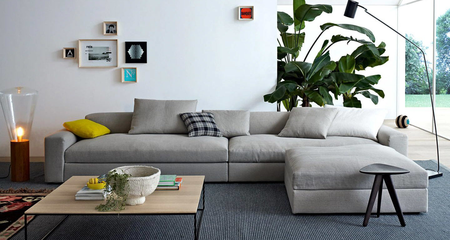 Grey couch in living room